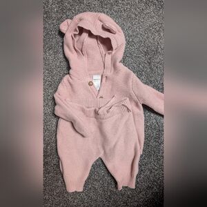 2/$12 Carter's Adorable Pink Knit Baby Onesie with Hood